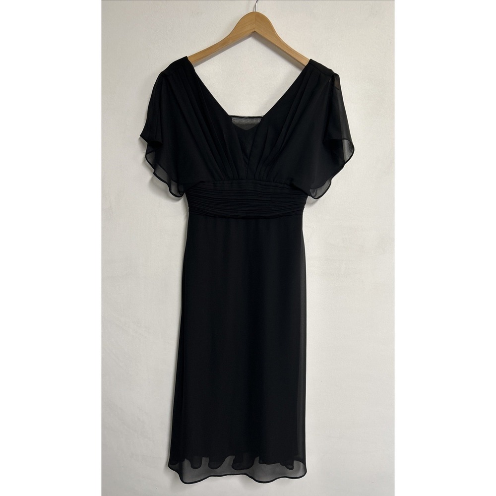 Ever Pretty Women's Small Black Evening Party Midi Dress Smocked  Empire Chiffon